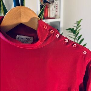 Calvin Klein Vibrant Red Buttoned Blouse